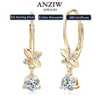 925 Silver 5mm Round Moissanite Four-leaf Earrings