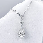 2ct Pear Cut Moissanite Waterdrop 925 Silver Adjustable Chain Necklaces