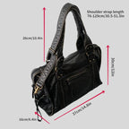 Y2K Spicy Girl One Shoulder Crossbody Bag Vintage Washed Leather Motorcycle Bag Large Capacity Bag - Imbasat
