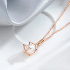 Kinel Luxury 585 Rose Gold Pendant Necklace Unique Geometric Hollow Pearl