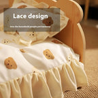 Solid Wood Cat Bed Summer Puppy Bed Removable Mat Washable All Season Universal Cat Nest