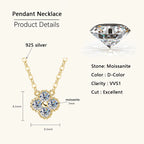 Lnngy 925 Sterling Silver Four Leaf Flower Pendant Necklace