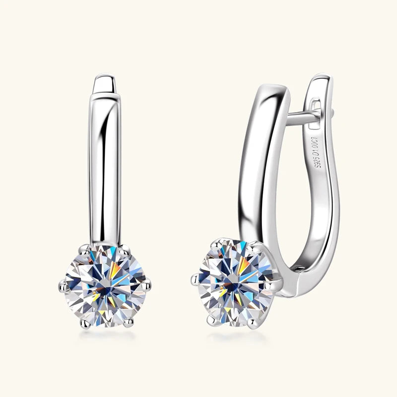 6.5mm D Moissanite Clip On Earrings 925 Sterling Silver