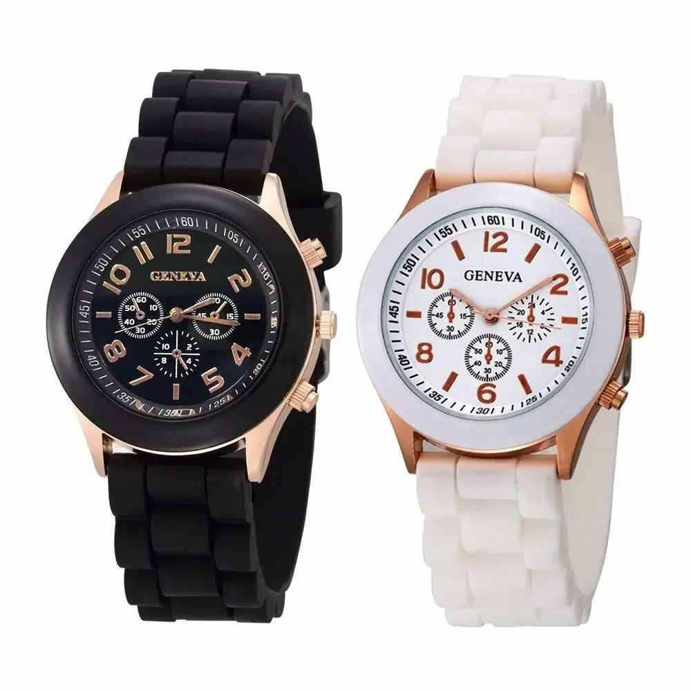 Famous Brand Geneva Ladies Fashion Watch Male and Female Student Silicone Quartz Wristwatch Clock Wholesale Relogio Feminino