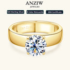 Anziw 18k Gold Plated 925 Sliver 2ct 8mm Moissanite