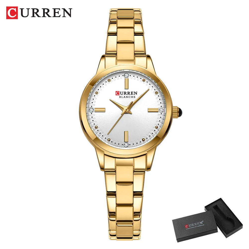 CURREN Original Quartz Watch for Women Fashion Elegant Ladies Watches Stainless Steel Waterproof Women's Wristwatch