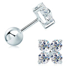Anziw Lucky Four Leaf Clover Moissanite Stud Earrings 925 Sterling Silver Screw-Back