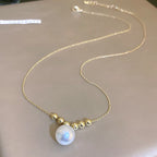 Vintage Zircon Flower Pearl Necklace