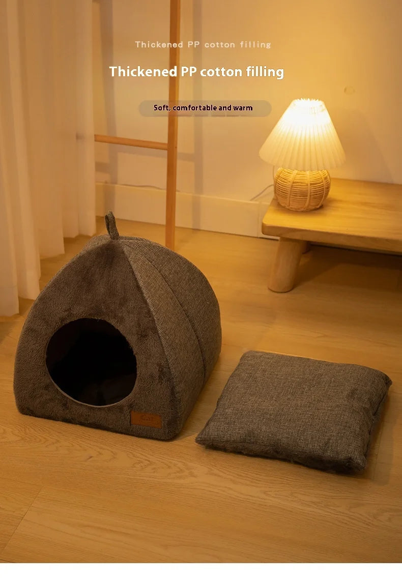 New Triangle Cat Nest Closed Cat House Pet Nest Warm and Thickened Deep Sleep Dog Nest Pet Supplies Closed Cat bed cat tents