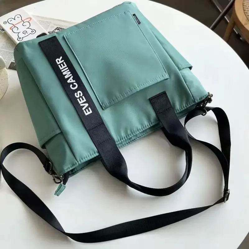 2024 New Casual Tote Large Capacity Shoulder Bag Nylon Waterproof Canvas Handbag Simple Fashion Messenger Bags For Schoolgirl - Imbasat