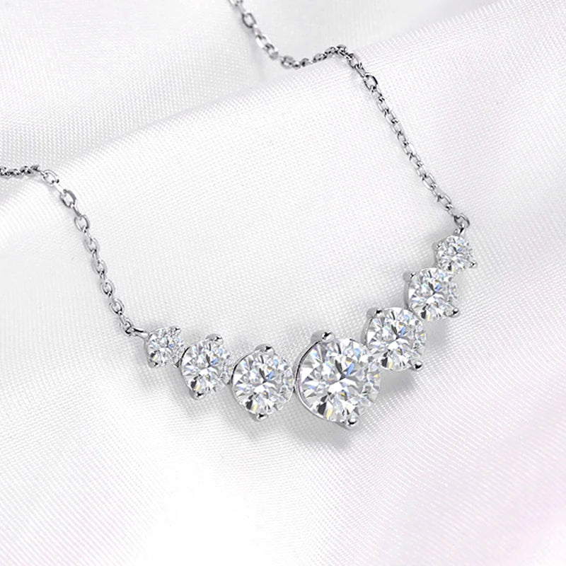 Smyoue 1.7-5CTTW All Moissanite Necklace for Women Smile Princesses Sparkling Diamond Pendant S925 Sterling Silver Plated PT950