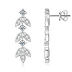 ANZIW Real Moissanite Earrings Leaf Chandelier Drop Dangle Long Earrings 925 Silver Piercing