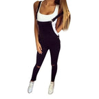 Denim Overalls Jeans Ankle Length Pencil Pants Pockets Holes Solid High Waist