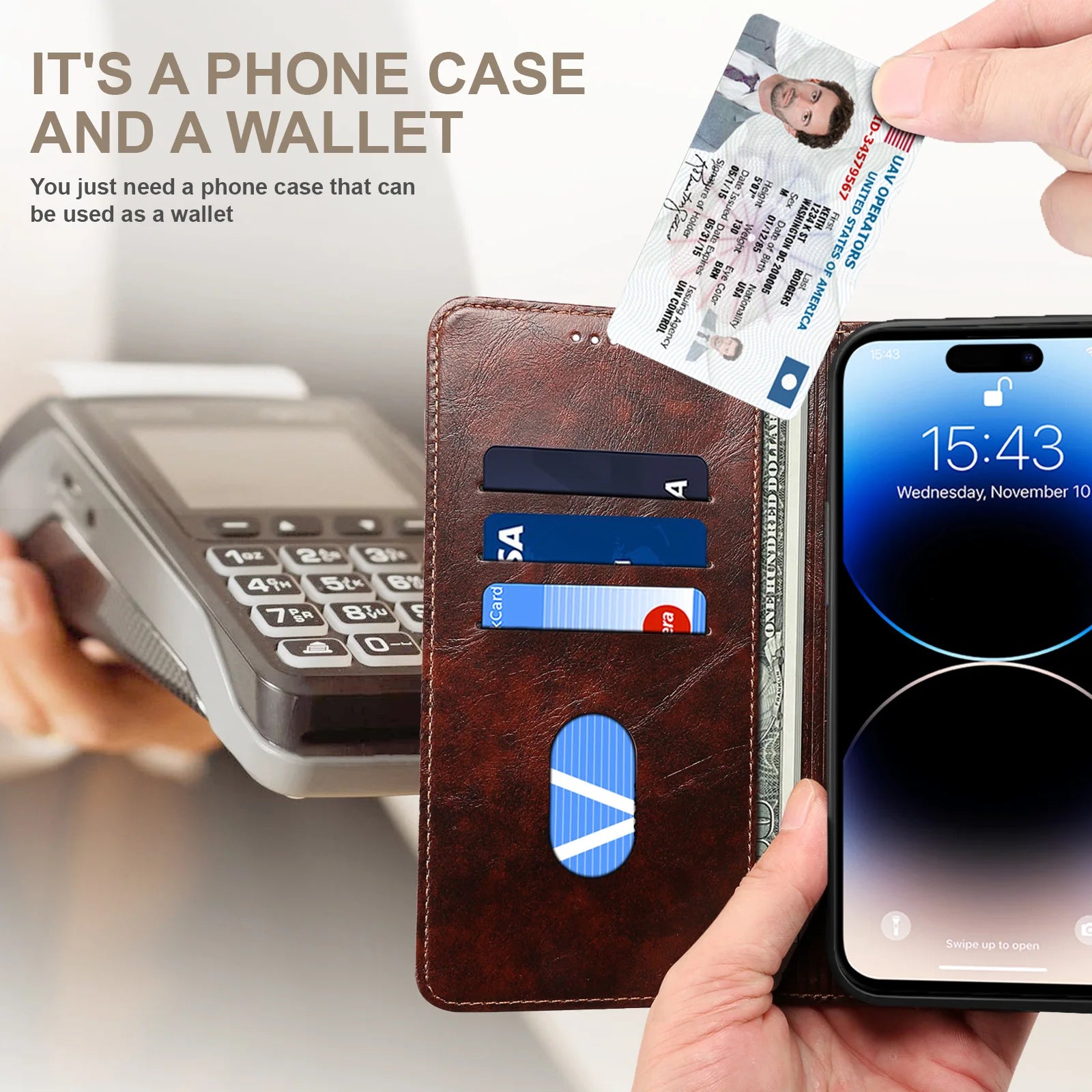 Retro Leather Flip iPhone Case Wallet Magnetic Cover
