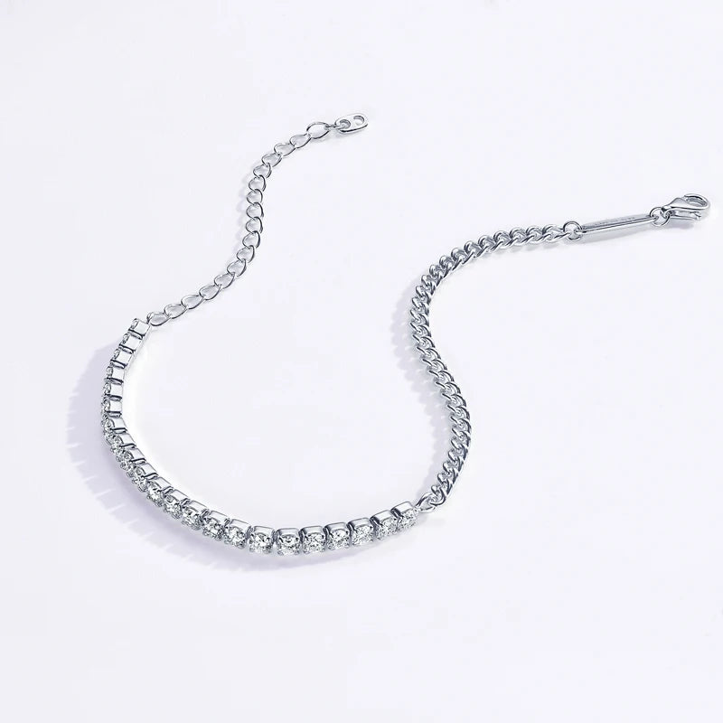 18k Gold Plated Half Tennis Bracelet 2mm 3mm Moissanite Cuban Bracelet