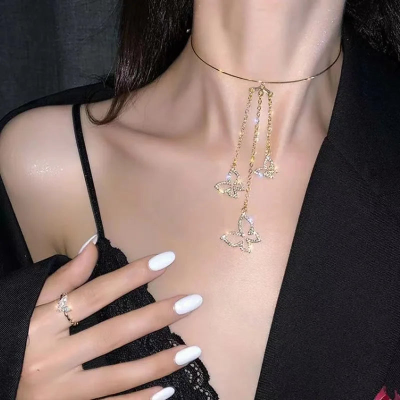 Vintage Zircon Flower Pearl Necklace