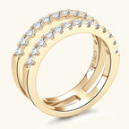 Anziw Moissanite Bands Double Row Wedding Rings 925 Sterling Silver