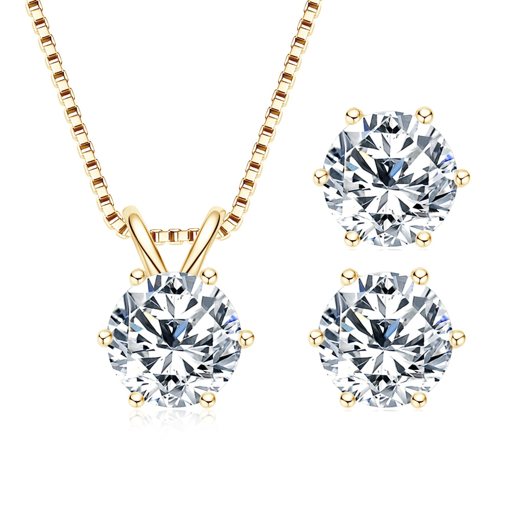 18K Gold Plated Jewelry Set 3.0ctw D Color Moissanite 925 Sterling Silver