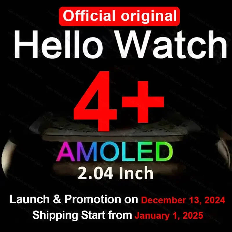 New Smartwatch 2025 Hello Watch 4 Plus ULTRA2 49mm AMOLED 4G ROM GPS ChatGPT NFC Compass Clock Bluetooth Call Sports Men Women