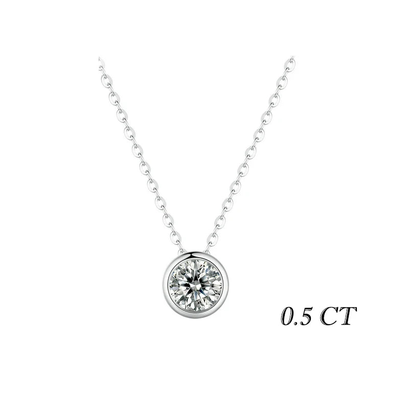 Carat Bazel Moissanite Necklace 925 Sterling Silver