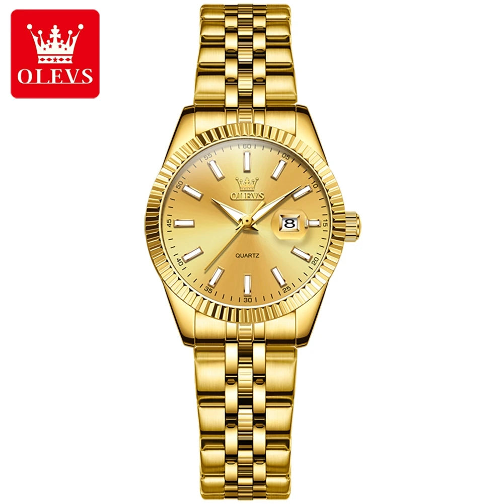 OLEVS 5593 Woman Watch Stainless Steel Waterproof Auto Date Elegant Ladies Wristwatch Luxury Original Quartz Watch for Women New