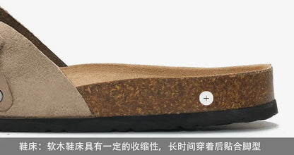 Men's Summer Flat Cork Slipper Softwood Beach Casual Nubuck Slides Mule Clogs Sandals Platform Shoes Ladies Footwear 2025