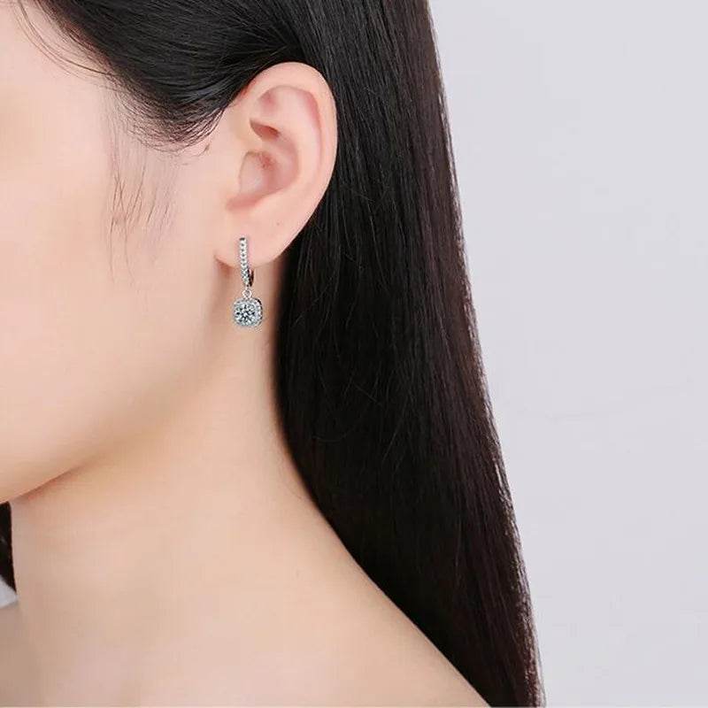 D Moissanite 3ct Earrings 925 Sterling Silver Original Certified Moissanite 1ct Hoop Drop Dangle Earrings 2ct Huggie for Women - Imbasat