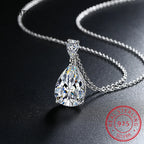 14K White Gold 2 Carat Pear Teardrop Cut D Color Moissanite Diamond Necklace