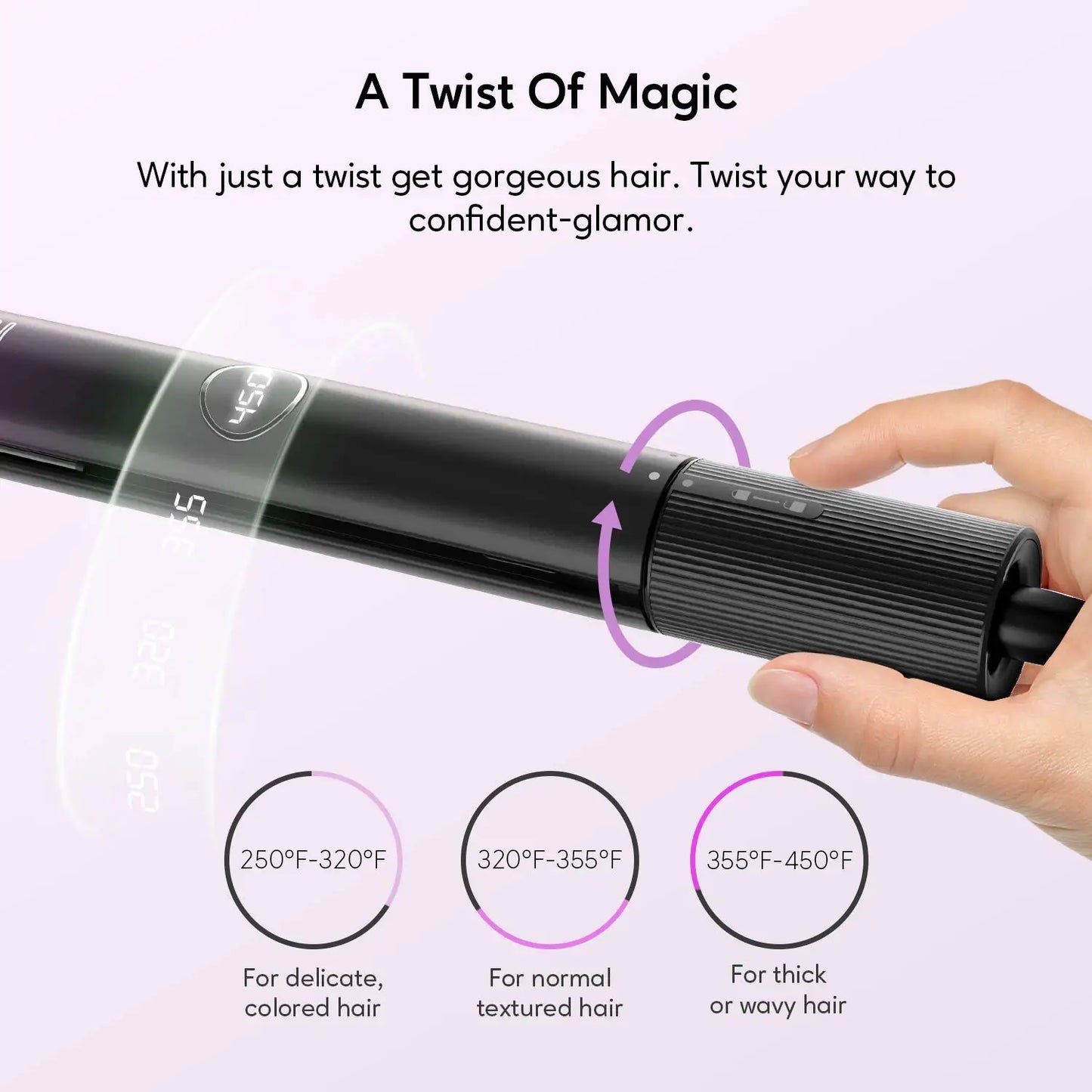 KIPOZI V7 Pro Hair Straightener Curler 2 in 1 Dual Voltage Titanium Straighteners For Salon Auto Shut Off Flat Iron  Purple