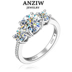 Anziw 3-stone Real 3.6CT Moissanite Ring