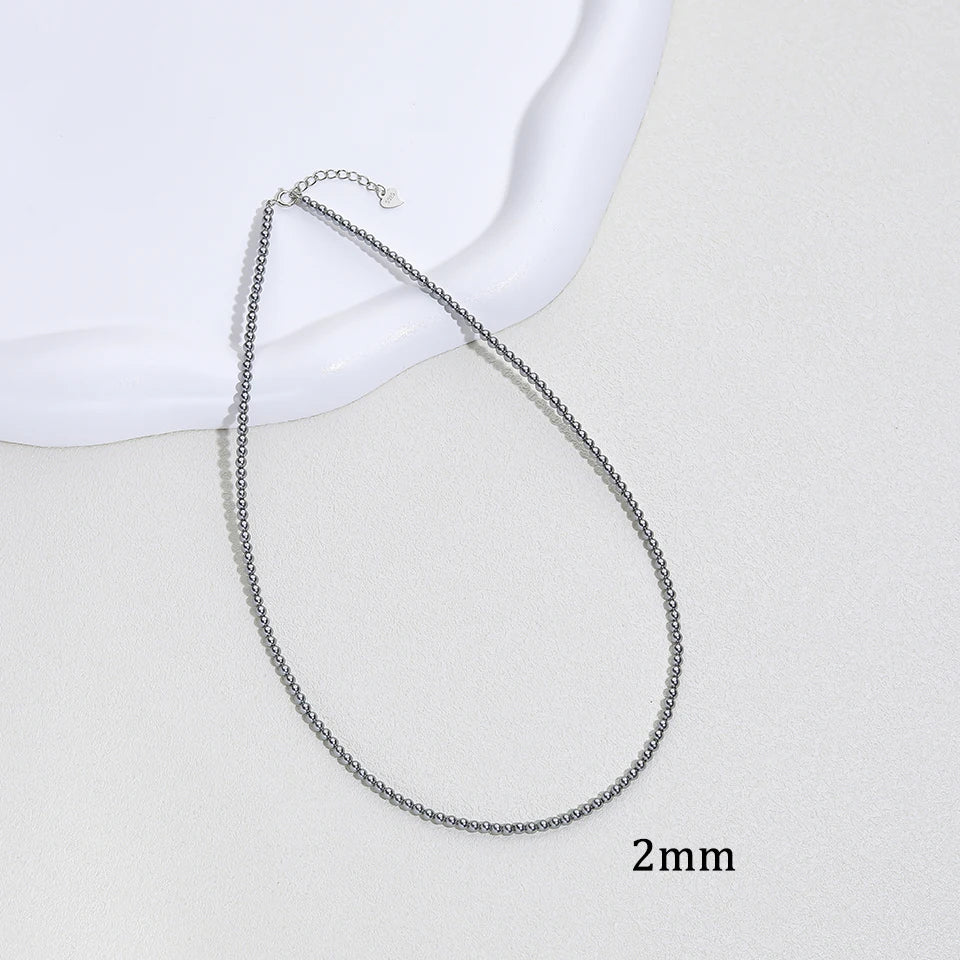 925 Sterling Silver 6mm Pearl Necklace Bead