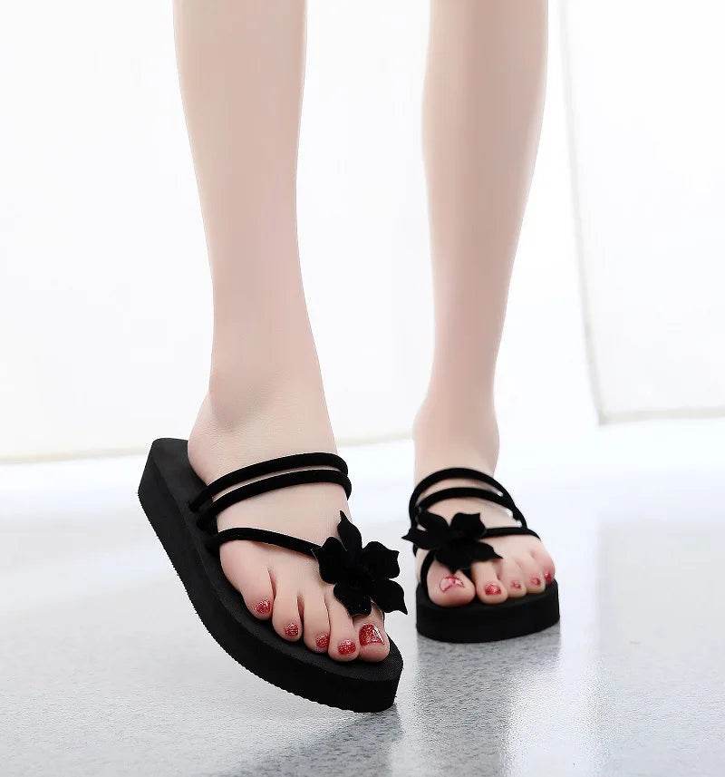 Summer Women Slippers Outdoor Light Weight Cool Shoes Indoor House Ladies Flat Flip-flop Black Non-slip Basic Home Sandals - Imbasat