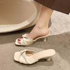 2024 Sexy Pointed Toe Mule High Heels Women Slipper Fashion Mixed Color Slip On Slides Summer Party Stripper Sandal Shoes - Imbasat