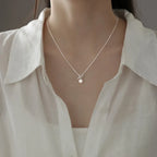 925 Silver Pearl Simple Elegant Thin Chain Pendant Necklace