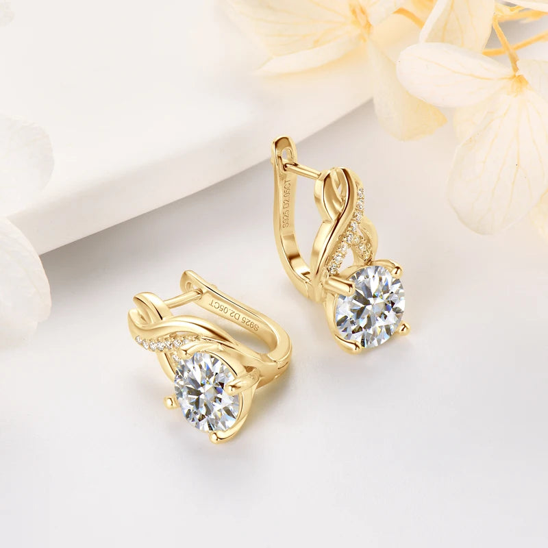 925 Sterling Silver Infinity 4.10ctw. Moissanite Drop Earrings