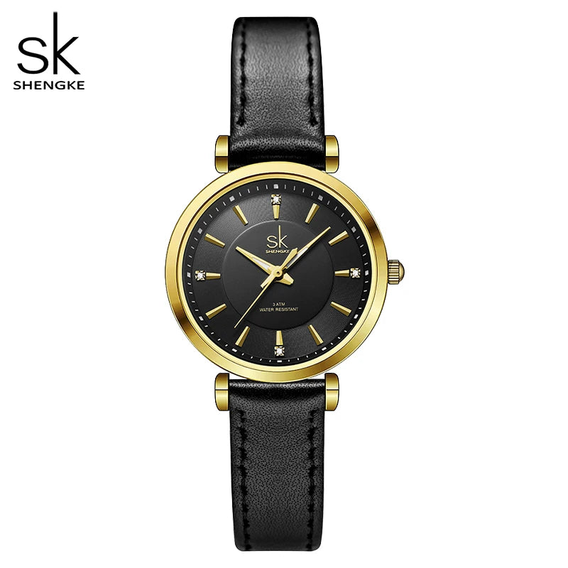 Relogio Feminino Shengke sk Fashion Women Watches Rose Golden Stainless Steel Woman's Quartz Wristwatches Ladies Colorful Clock