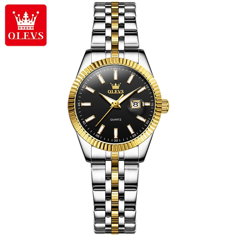 OLEVS 5593 Woman Watch Stainless Steel Waterproof Auto Date Elegant Ladies Wristwatch Luxury Original Quartz Watch for Women New