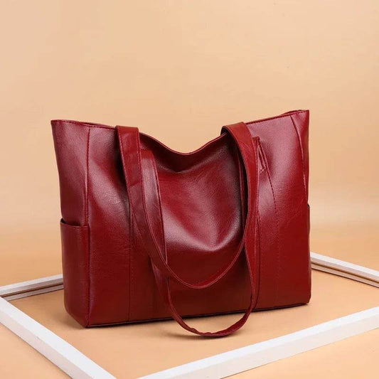 TRAVEASY 2024 Casual PU Leather Large Capacity Tote Bags for Women Fashion Solid Color Zipper Female Shoulder Bag Ladies Handbag - Imbasat