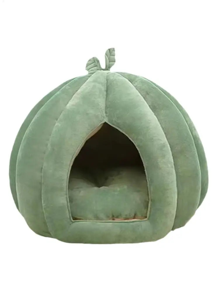 Pumpkin Cat Bed Deep Sleep Comfort House Enclosed