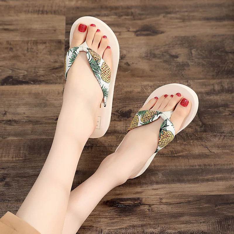 Women's Summer Fashion EVA Slipper Bohemian Satin Ribbon Female Flip Flop 2023 Bronzing Beach Simple Leisure Women Shoes - Imbasat