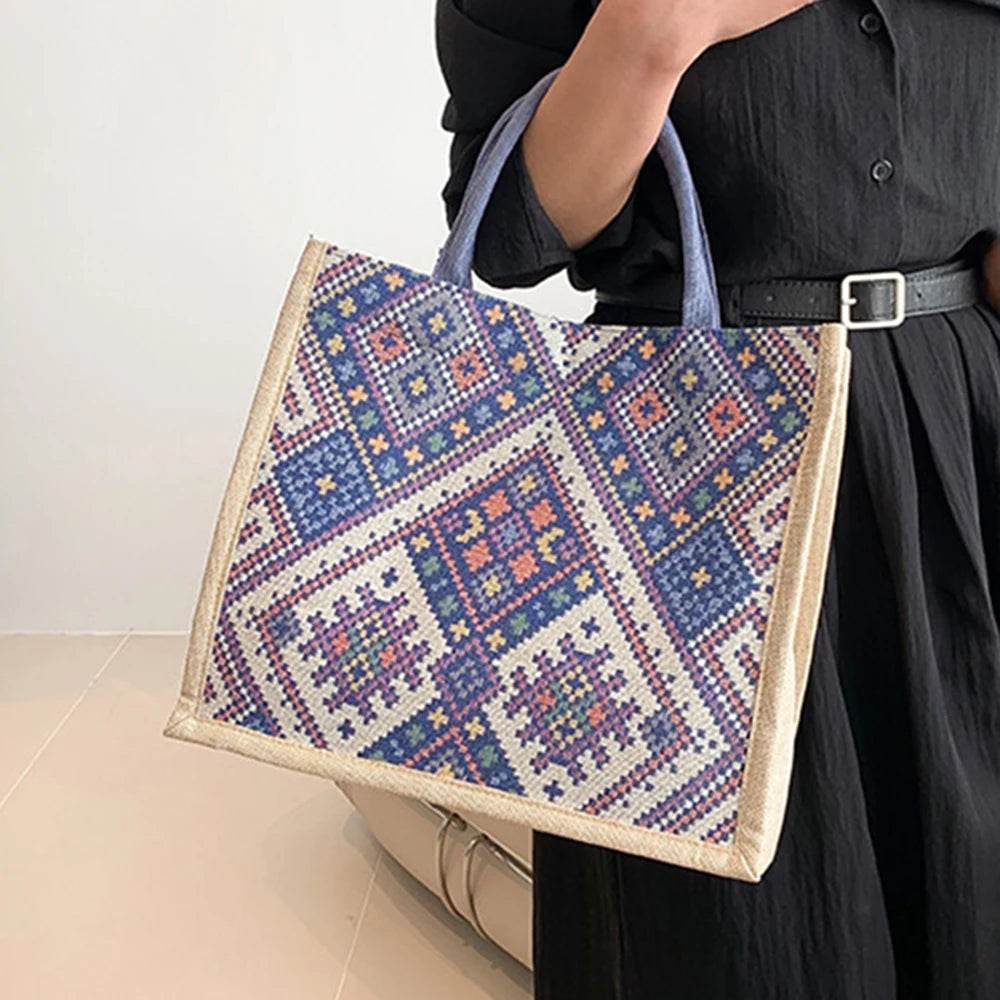 Women's Shoulder Bag Large Capacity Ethnic Style Handbag Retro Tote Bag - Imbasat