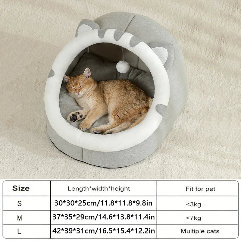 Cat Bed Warm Pet House Kitten Cave Cushion