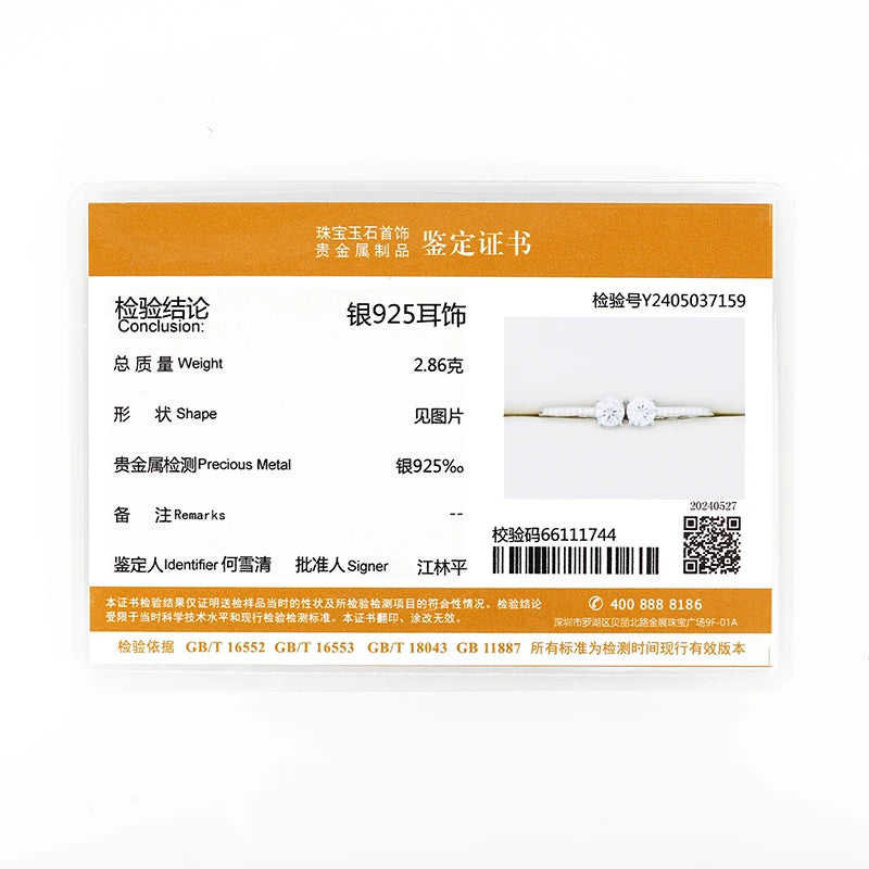 Trendy 14K Gold Plated Earrings Silver Hoops 925 Dangle Earrings Back Moissanite