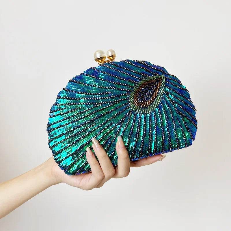 Evening Bags Luxury Lady Novelty Purses for Weddings Party Peacock Shape Design Party Clutches Blue Clutch Bag Women Handbags - Imbasat