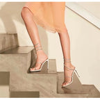 Snake Twine Rhinestones Thin High heels