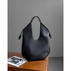 Womens Black Handbag Minimalist Casual Tote Bag Large-capacity Commuting Shoulder Armpit Large Handbag Designer Business Clutch - Imbasat