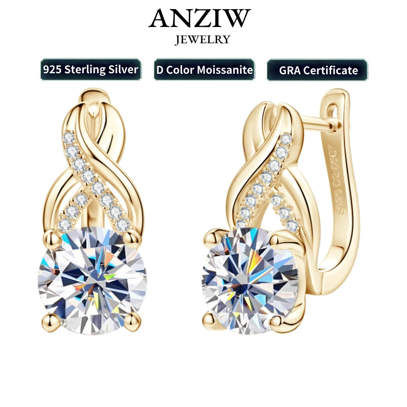 925 Sterling Silver Infinity 4.10ctw. Moissanite Drop Earrings