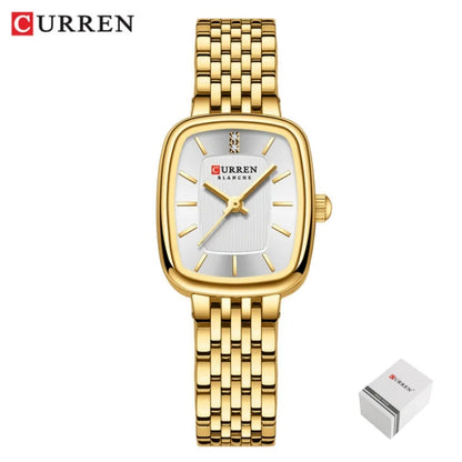 CURREN 9093 Fashion Quartz Women Watch Simple Elegant Square Dial Gold Stainless Steel Strap Waterproof Leisure Business Watches