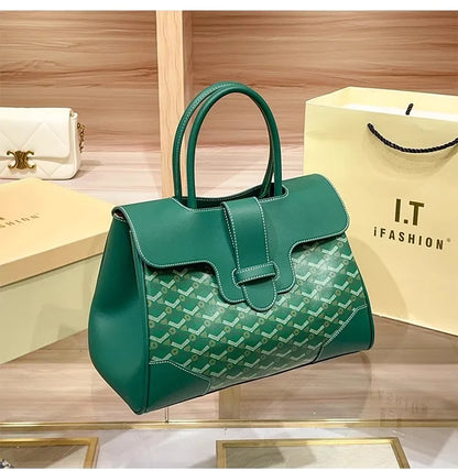 Luxury Brand Dogtooth Saigon High-end Sense Large Capacity Tote Handbag Commuting Vintage Flower Fashion Versatile Shoulder Bag