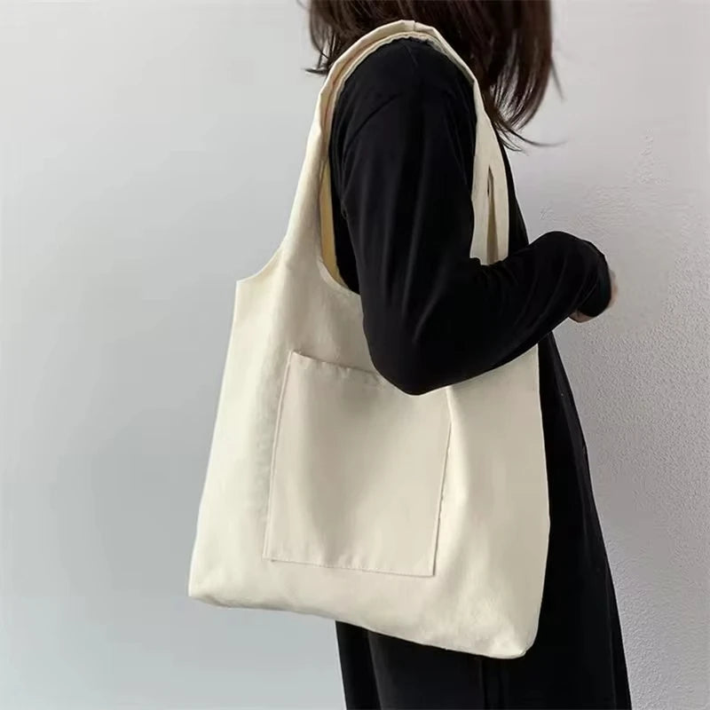 Canvas Bag for Women Shopper Handbags Environmental Storage Reusable Canvas Shoulder Tote Bag School Bags Girl Christmas Gift